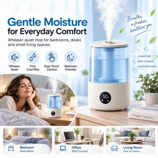 Quiet Home Humidifier for Bedroom, Office & Everyday Air Comfort