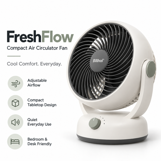 Compact Air Circulator Fan for Bedroom, Desk & Small-Space Cooling