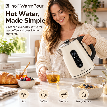 Billhol® WarmPour Smart Electric Kettle for Tea, Coffee & Everyday Hot Water Preparation