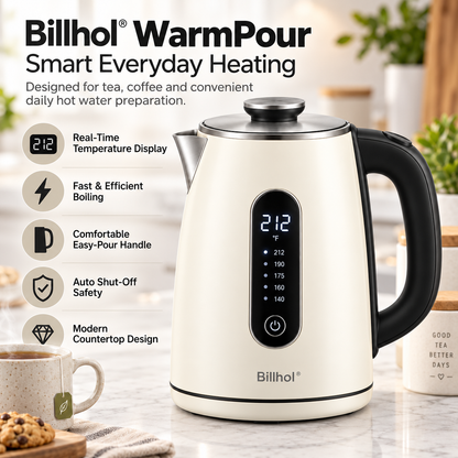 Billhol® WarmPour Smart Electric Kettle for Tea, Coffee & Everyday Hot Water Preparation