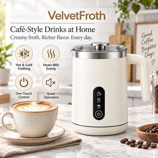 Electric Milk Frother & Warmer for Coffee, Cocoa & Home Café Drinks