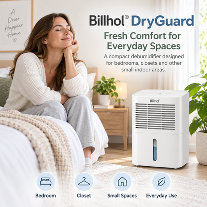 Billhol® DryGuard Compact Home Dehumidifier for Bedroom, Closet & Small Indoor Spaces